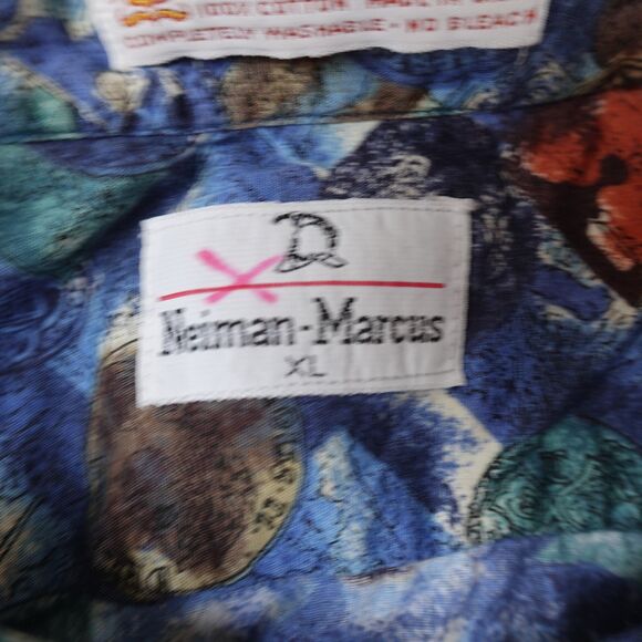 Vintage Neiman Marcus Shirt Men XL Multicolor Button Long Sleeve Imported Thread - Picture 3 of 8